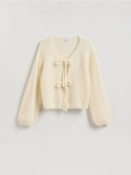 Kardigan z wełną alpaki - złamana biel. Swetry Reserved, l, bez wzorów, z dzianiny, bez ramiączek. Za 259.99 zł.