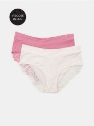 Figi hipster z wysokim stanem z wiskozy 2 pack - wielobarwny. Figi Sinsay, bez wzorów, z wiskozy, z podwyższonym stanem. Za 19.99 zł.