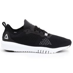 Buty Reebok Flexagon W CN2407 czarne. Czarne buty treningowe bez wzorów, z gumy, bez zapięcia, na fitness i siłownię. Za 449.26 zł.