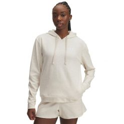 Bluza damska z kapturem Under Armour Rival Terry. Brązowe bluzy Under Armour, s, bez wzorów, z materiału, bez ramiączek, z kapturem. Za 281.61 zł.