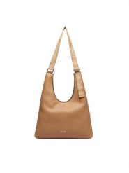 Calvin Klein Torebka Webbing Adj Strap Large Shoulder LV04F3643G Beżowy. Brązowe torebki klasyczne Calvin Klein, bez wzorów, ze skóry, bez dodatków. Za 569.99 zł.