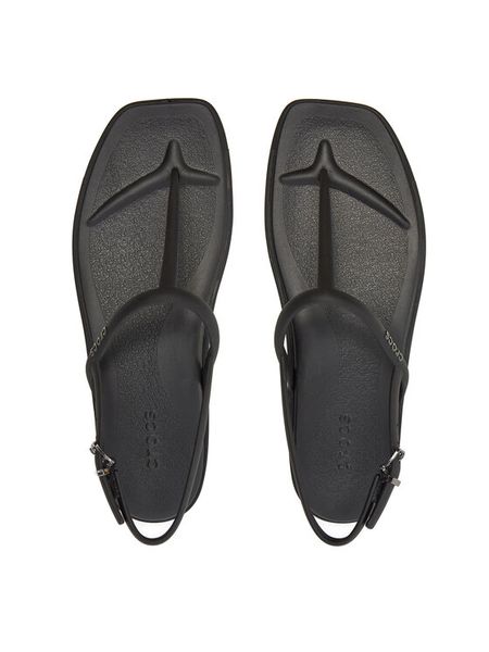 Crocs Sandały Miami Thong Sandal 209793 Czarny. Czarne sandały Crocs, bez wzorów, z tworzywa sztucznego, bez obcasa, na płaskiej podeszwie, bez zapięcia. Za 169.99 zł.