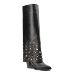 Czarne Kozaki Carinii Eleganckie Obuwie Damskie Premium. Czarne kozaki Carinii, bez wzorów, ze skóry, eleganckie, bez obcasa, bez zapięcia. Za 809.00 zł.