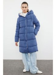 Trendyol Płaszcz zimowy w kolorze szaro-granatowym rozmiar: XS. Niebieskie płaszcze Trendyol, na zimę, xs, bez wzorów, z puchu, bez kaptura. Za 136.45 zł.