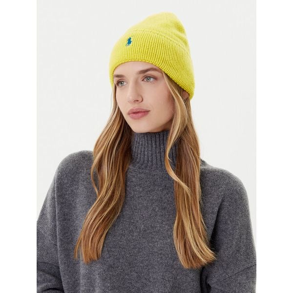 Czapka Polo Ralph Lauren. Żółte czapki zimowe Polo Ralph Lauren, bez wzorów. Za 449.99 zł.