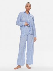 DKNY Piżama YI90008 Niebieski Regular Fit. Niebieskie piżamy DKNY, xl, bez wzorów, z bawełny, bez kołnierzyka, bez ramiączek. Za 619.99 zł.