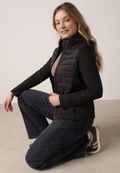 Czarna Pikowana Kurtka Przejściowa z Kapturem i Elastycznymi Rękawami Nikitha. Czarne kurtki przejściowe sportowe Born2be, l, bez wzorów, z jeansu, z kapturem. Za 119.99 zł.