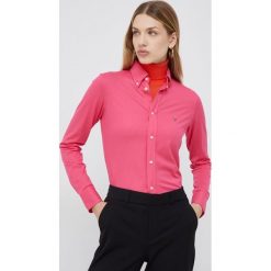 Polo Ralph Lauren koszula bawełniana damska kolor różowy regular z kołnierzykiem klasycznym. Czerwone koszule Polo Ralph Lauren, l, z aplikacjami, z bawełny, klasyczne, bez kołnierzyka, bez ramiączek. W wyprzedaży za 439.99 zł.