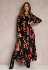 Czarna Sukienka Klymano. Czarne sukienki Renee, l, bez wzorów, bez kołnierzyka, bez ramiączek, maxi, koszulowe. W wyprzedaży za 129.99 zł.