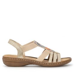 Sandały Rieker. Brązowe sandały Rieker, bez wzorów, bez obcasa, na płaskiej podeszwie, bez zapięcia. Za 289.99 zł.