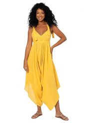 Aller Simplement Kombinezon w kolorze żółtym rozmiar: 34-40. Żółte kombinezony Aller Simplement, bez wzorów, z bawełny, bez kołnierzyka, bez ramiączek. Za 100.99 zł.