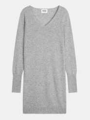 AUTHENTIC CASHMERE Kaszmirowa sukienka w kolorze szarym rozmiar: XL. Szare sukienki AUTHENTIC CASHMERE, na co dzień, xl, bez wzorów, z kaszmiru, bez kołnierzyka, bez ramiączek, midi, proste. Za 426.99 zł.