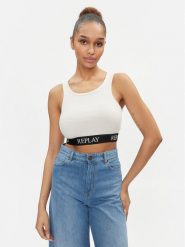 Replay Top W3782C.000.23687P Écru Slim Fit. Topy Replay, xl, bez wzorów, z bawełny, bez kołnierzyka, bez ramiączek. Za 229.99 zł.