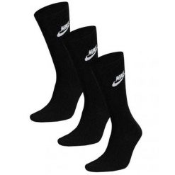 Zestaw Skarpet Unisex Dla Dorosłych Essentials Everyday (zestaw 3 Sztuk). Czarne skarpetki sportowe Nike, bez wzorów, trekkingowe. Za 125.99 zł.