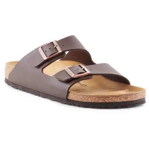 Klapki damskie Birkenstock Arizona BF. Brązowe klapki Birkenstock, bez wzorów, z materiału, bez obcasa, bez zapięcia. Za 349.00 zł.