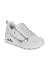Buty SKECHERS UNO METALLIC SLIDERS Biały. Białe buty do biegania Skechers, na lato, bez wzorów, z materiału, bez zapięcia, do biegania. Za 370.99 zł.