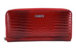 Portfel skórzany CONTI czerwony 111-A-13. Czerwone portfele bez wzorów, ze skóry. Za 159.99 zł.