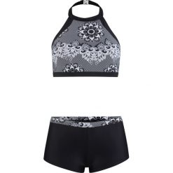 Bikini z biustonoszem bustier (2 części) bonprix czarno-biały. Czarne bikini bonprix, z aplikacjami. Za 49.99 zł.