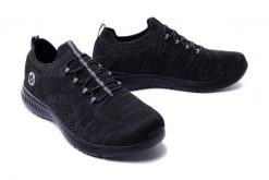RIEKER N9474-45 sneaker grey, półbuty damskie. Czarne półbuty wsuwane Rieker, bez wzorów, bez obcasa. Za 139.95 zł.