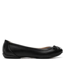Baleriny Geox. Czarne baleriny Geox, bez wzorów, bez obcasa, bez zapięcia. Za 199.99 zł.