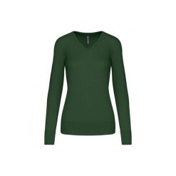 Damski sweter v-neck Kariban. Zielone swetry KARIBAN, na zimę, bez wzorów, bez ramiączek. Za 200.50 zł.