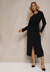 Czarna Sukienka z Ozdobnym Wycięciem i Wiązaniem Zeiini. Czarne sukienki Renee, na co dzień, m, bez wzorów, eleganckie, bez kołnierzyka, bez ramiączek, maxi, proste. W wyprzedaży za 135.99 zł.