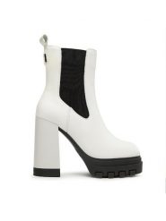 Tommy Jeans Botki Tjw High Heel Chelsea EN0EN02306 Biały. Białe botki Tommy Jeans, bez wzorów, z jeansu, bez obcasa, na słupku, bez zapięcia. Za 479.99 zł.