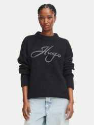 HUGO Sweter 50569398 Czarny Relaxed Fit. Czarne swetry Hugo, xl, bez wzorów, z wełny, bez ramiączek. Za 764.99 zł.