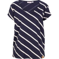 T-shirt w paski. Białe t-shirty bonprix, bez wzorów, bez kołnierzyka, bez ramiączek. Za 49.99 zł.