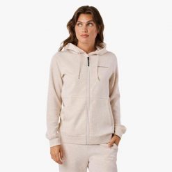 Sweter treningowy Kobieta Swedemount Move Soft Full Zip Hood szybkoschnąca. Brązowe swetry SWEDEMOUNT, bez wzorów, z tkaniny, sportowe, bez ramiączek. Za 199.99 zł.