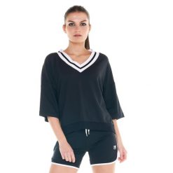 Bluza lekki na co dzień na siłownię. Czarne bluzy LEONE 1947 APPAREL, bez wzorów, z bawełny, bez kaptura, na fitness i siłownię. W wyprzedaży za 112.15 zł.