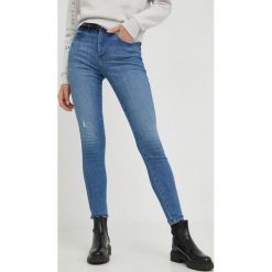 Wrangler jeansy High Rise Skinny Heath damskie high waist. Niebieskie jeansy Wrangler, bez wzorów, z jeansu, z podwyższonym stanem. Za 399.99 zł.