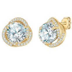 Yokoamii Kolczyki z pozlacanego mosiadzu z cyrkonia 1 ct Damski. Białe kolczyki Yokoamii, z cyrkonią, pozłacane. Za 149.99 zł.