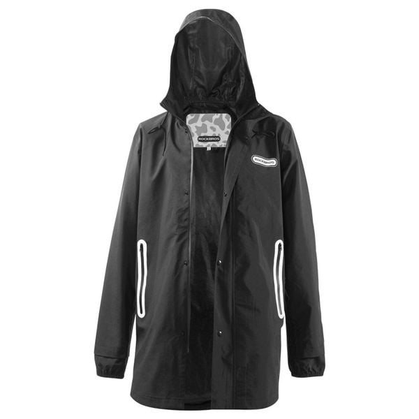 ROCKBROS Wodoodporny płaszcz przeciwdeszczowy. Czarne kurtki przeciwdeszczowe ROCKBROS, l, bez wzorów, z materiału, sportowe, bez kaptura. Za 259.60 zł.