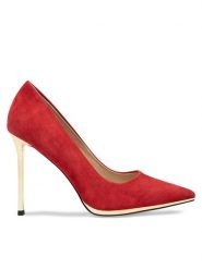 Eva Minge Szpilki JEANNETTE-2508-1-3 Czerwony. Czerwone szpilki Eva Minge, bez wzorów, ze skóry, bez obcasa, na szpilce, bez zapięcia. Za 429.99 zł.