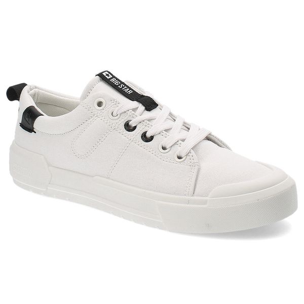 Białe Trampki Big Star Sportowe Obuwie Damskie. Białe trampki BIG STAR, bez wzorów, z materiału, klasyczne, bez zapięcia. Za 99.99 zł.