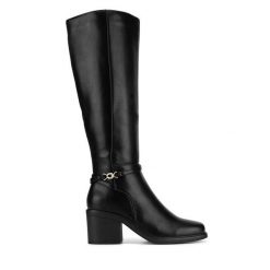 Kozaki Clara Barson. Czarne kozaki Clara Barson, bez wzorów, bez obcasa, na słupku, bez zapięcia. Za 229.99 zł.
