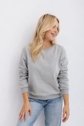 BLUZA LENA SZARY MELANŻ L - Flawless. Szare bluzy Flawless, l, bez wzorów, z bawełny, bez kaptura. Za 296.00 zł.
