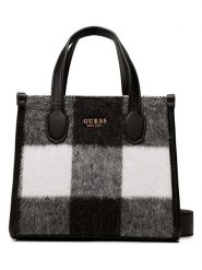Guess Torebka w kolorze czarno-białym - 20 x 17 x 8 cm rozmiar: onesize. Czarne torebki klasyczne Guess, z aplikacjami, z materiału, przez ramię, bez dodatków. Za 322.14 zł.