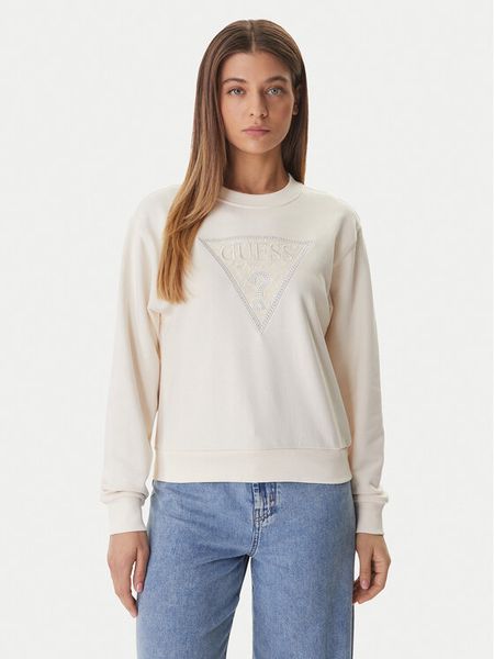 Guess Bluza W6GQ09 K3183 Écru Regular Fit. Białe bluzy Guess, xl, z aplikacjami, z bawełny, bez ramiączek, bez kaptura. Za 256.99 zł.