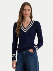 LAUREN RALPH LAUREN Sweter 200B22020002 Granatowy Relaxed Fit. Niebieskie swetry Lauren Ralph Lauren, xs, bez wzorów, z bawełny, bez ramiączek. Za 949.99 zł.