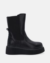 SKÓRZANE WORKERY NA PLATFORMIE GSZ23-83 BLK. Botki Venezia, bez wzorów, ze skóry, bez obcasa, na platformie, bez zapięcia. Za 279.00 zł.