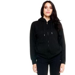 Damski pleciony sweter z kapturem Leone Greyss. Czarne swetry LEONE 1947 APPAREL, l, bez wzorów, z tkaniny, sportowe, bez ramiączek. W wyprzedaży za 195.65 zł.