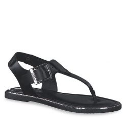 Sandały s.Oliver. Czarne sandały S.Oliver, bez wzorów, bez obcasa, na płaskiej podeszwie, bez zapięcia. Za 249.99 zł.