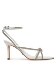 Guess Sandały FLJMRT ELE03 Biały. Białe sandały Guess, z aplikacjami, ze skóry, bez obcasa, na szpilce, bez zapięcia. Za 449.99 zł.