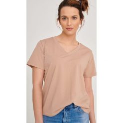 T-shirt Damski Mango BS Ciepły Beż. Czarne t-shirty blue shadow, bez wzorów, z bawełny, bez kołnierzyka, bez ramiączek. Za 129.90 zł.