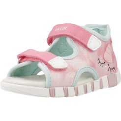 Sandały GEOX B SANDAL IUPIDOO GIR Rose. Czerwone sandały Geox, bez wzorów, z tkaniny, bez obcasa, bez zapięcia. Za 225.74 zł.