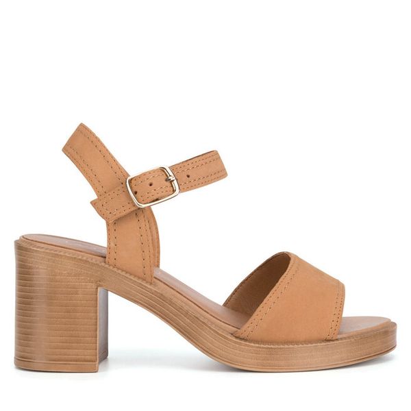 Sandały Lasocki. Brązowe sandały Lasocki, bez wzorów, bez obcasa, na słupku, bez zapięcia. Za 169.99 zł.