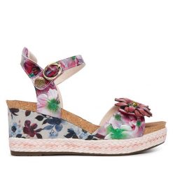 Sandały Laura Vita. Fioletowe sandały LAURA VITA, bez wzorów, bez obcasa, na koturnie, bez zapięcia. Za 439.99 zł.