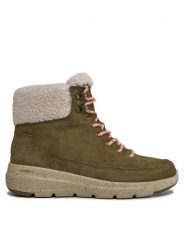 Skechers Trzewiki Glacial Ultra Woodsy 144175/OLV Khaki. Brązowe botki Skechers, bez wzorów, ze skóry, bez obcasa, na płaskiej podeszwie, bez zapięcia. Za 269.99 zł.